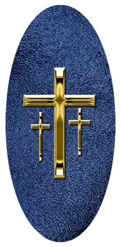 DG5000-517-GD-SH-BL Gold 3 Crosses Shimmer Blue